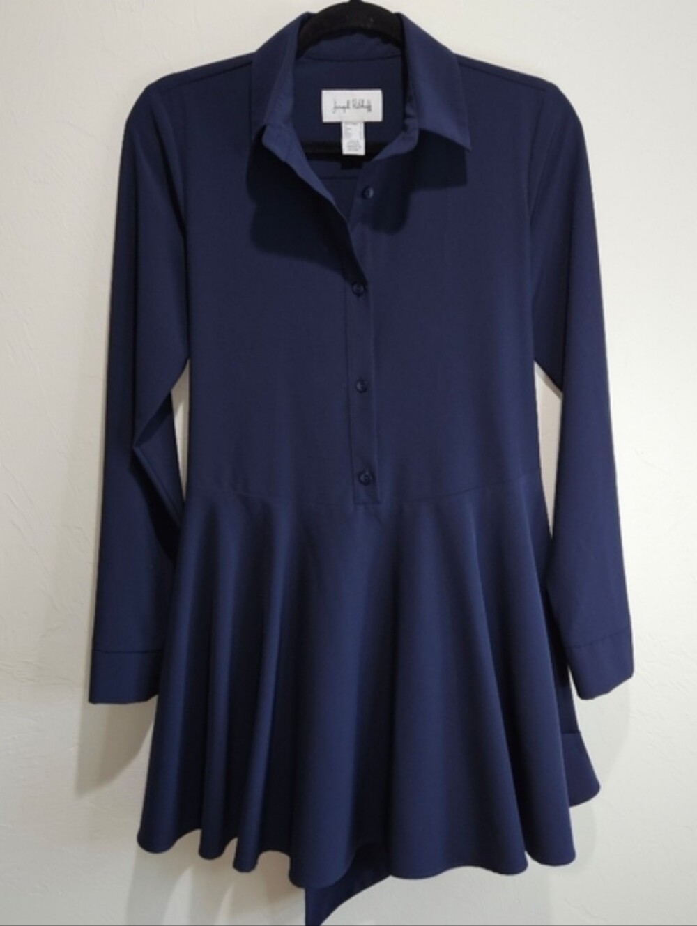 Joseph Ribkoff Tunic Blouse Midnight Blue Tie Front Womens Size 4 Top Short - Picture 2 of 11